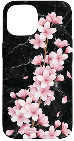 Fleur de cerisier rose japonaise Sakura fleur fond noir Coque pour iPhone 15
