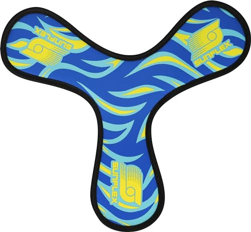 Sunflex® Neopren Cassini Flames Bluefire | Leichter Bumerang für Strand und Park | wasserfest | weich | lässt Sich ohne Verletzungsgefahr fangen | extrem robust und für Jede Altersgruppe