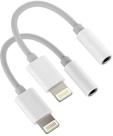 Lightning to 3.5mm Jack Splitter for iPhone AUX Adapter Headphone Dongle(2pack) Audio Cord Music Earbud Converter Cable for Apple MFI Certified 14 13 12 11 Pro X 8 7 Plus for Ipad Earphone Connector