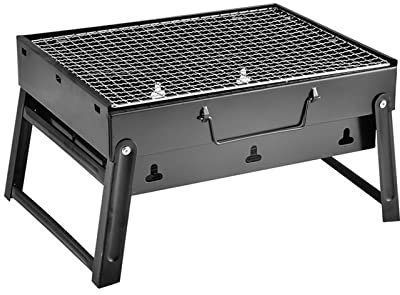 ABNNHK Parrilla para Barbacoa de carbón, Parrilla para ahumar Plegable portátil, Parrilla para Barbacoa de Acero Inoxidable, Mesa para Barbacoa, Mesa para Picnic, jardín, terraza, Camping