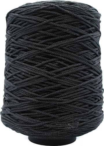 Cordino Thai String 500 gr 100% polipropilene borsa uncinetto uncinetto 3,5/4 VARI COLORI glitter lurex (50 NERO)
