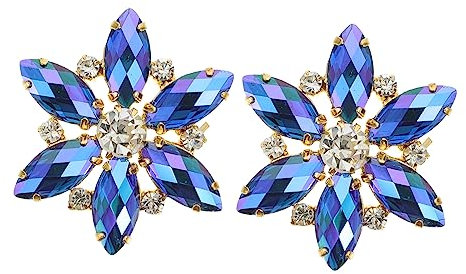 OFFSCH Kristall Schuhclips Mit Strassblumen 3x3cm Dunkelblau Ab Vielseitiges Schuhzubehör Für High Heels Sandalen Und Partyaccessoires