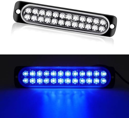 HULUBO Luci stroboscopiche di emergenza LED,2 Pz 24LED Strobe Avviso di emergenza Luce lampeggiante di avvertimento Costruzione Hazard Light Bar per Car Truck Off Road Veicoli (blu)
