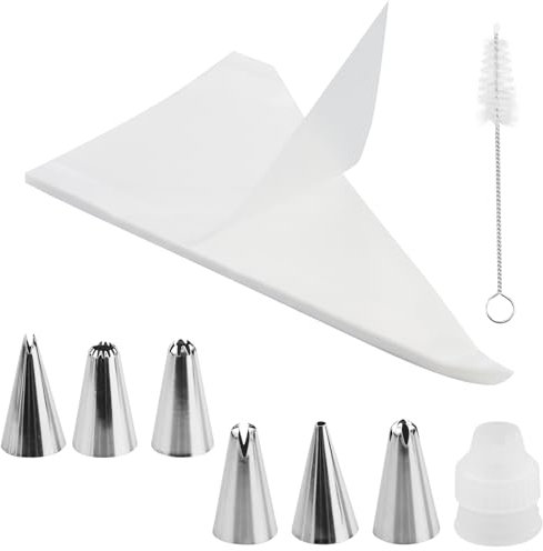 Set di 100 sac à poche e beccucci con accoppiatore, sac à poche usa e getta, beccucci per tubazioni, grandi sac à poche per decorare torte, cupcake, dessert, biscotti