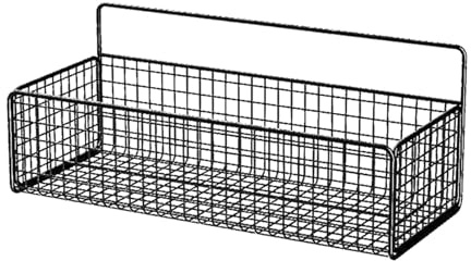Cestino da Parete Sospeso, Cestello Portaoggetti in Filo Metallico, Mensole da Cucina, Cestino Portaoggetti Bagno, Mensola da Parete in Filo Metallico per La Cucina (Nero)