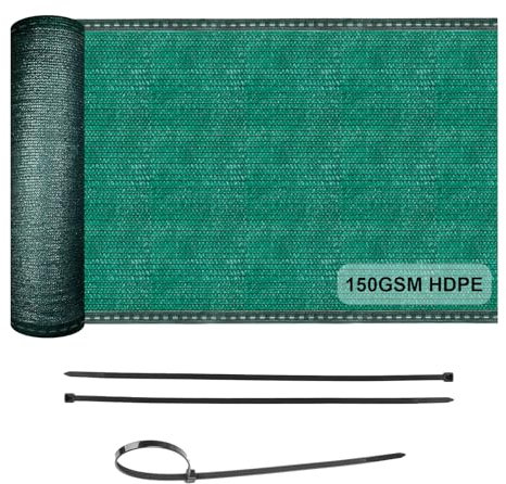 COOL AREA Brise Vue Occultant 150g/m² HDPE 1.5x15m Protection Solaire Anti-Tears Protection Vie Privée pour Jardin et Balcon, Fixations Incluses-Vert
