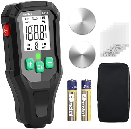 Lackschichtdickenmessgerät, Lackdickenmessgerät, Digital Car Coating Depth Gauge Tester mit Resol 0.1mil, Tragbares Lackdickenmessgerät für Gebrauchtwagenkäufer Autoaufbereiter, F/NF Messung, Auto-Aus