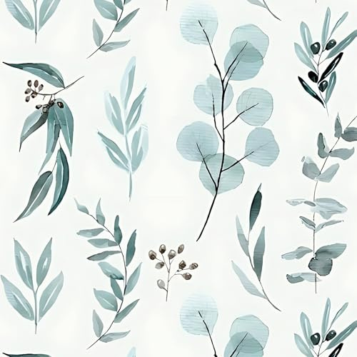 LiKiLiKi Tapet, självhäftande, beige och gröna blad, tapeter, möbler, självhäftande film, 44 x 300 cm, vinyl, väggtapet, vattentät tapet för badrum, vardagsrum, kök, skåp
