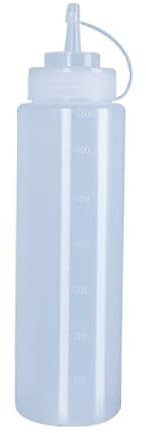 MUKSEUT 6 PCS 32oz/1000 ml Plastic Squeeze Bottle, Sauce Bottle Squeezy with Nozzles, Condiment Bottle with Measurements for Ketchup Sauce Salad Dressings Sauces