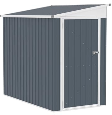 Outdoor Storage Shed 4' x 6' Steel Garden Storage Shed Lean to Shed Outdoor Metal Tool House with Lockable Door and 2 Air Vents, for Backyard Patio Garden Tool House (A)