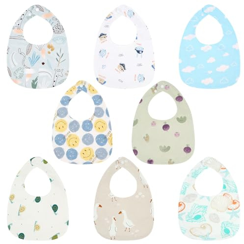 Vicloon Baby bandana dregelhaklappar, 8-delars tandsprickning haklapp set med snäppar, mjuka och absorberande, nyfödda haklappar för unisex småbarn 0-36 månader