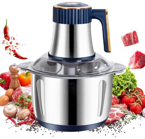 Picadoras De Carne Eléctricas De 500 W, Trituradora De Alimentos Multifuncional De Acero Inoxidable De 5 Velocidades 5 L, Cortadora De Verduras, Picadora Procesadora De Alimentos Blue
