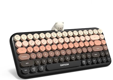 Teclado inalámbrico Bluetooth de 84 teclas, teclado retro de máquina de escribir, teclas redondas, bonito teclado magnético inalámbrico, soporte multidispositivo con atajos para computadora, laptop,