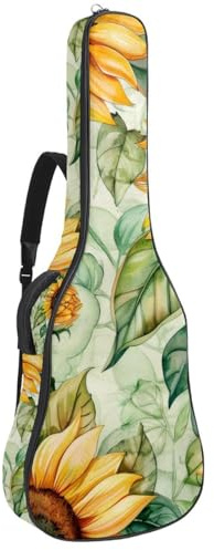 Gitarrentasche in voller Größe, wasserdichte Gitarren-Abdeckung, Tragetasche für akustische klassische E-Gitarren, nahtlos, Aquarell-Blumen, Mehrfarbig 04, 42.9x16.9x4.7 in, Lässiger Tagesrucksack