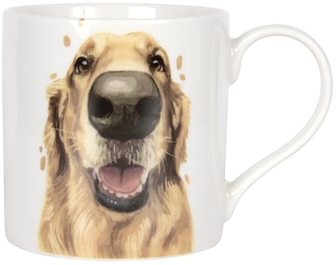 LESSER & PAVEY - Taza Golden Retriever de Robert James Hull para té y café para bebidas calientes, tazas impresas de porcelana fina para cocina y hogar, tazas de cerámica reutilizables para cada | Té y café, bebidas calientes, porcelana fina, cocina y hogar, cerámica reutilizable, regalos para mujeres y hombres