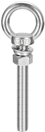 QUARKZMAN Boulon À Œil De Levage, 1 Ensemble M14 x 120mm Boulon À Œil Avec Écrou Rondelle 304 Acier Inoxydable Anneau De Levage À Œil Pour suspendu D'Article