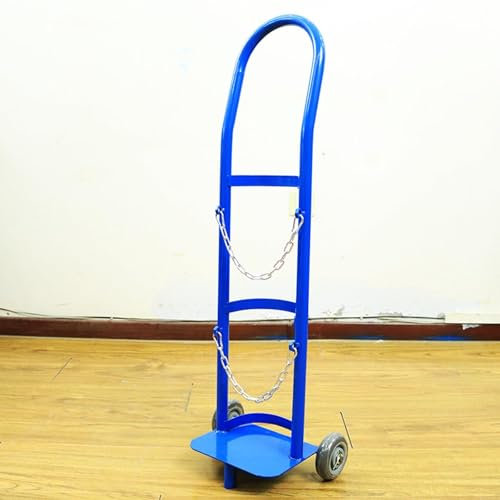 Leichter Flaschenwagen für 8–15 l Gastanks, Einzelflaschentransporter für Sauerstoff, Stickstoff, Argon, CO2 – Ideal für medizinische Zentren und Labore (blau)