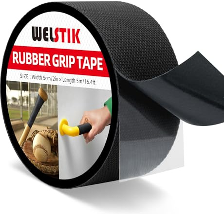 WELSTIK Cinta de agarre de goma, cinta antideslizante impermeable ultra fuerte con adhesivo texturizado para herramientas y dispositivos de bricolaje (negro, 2 pulgadas x 16.5 pies)