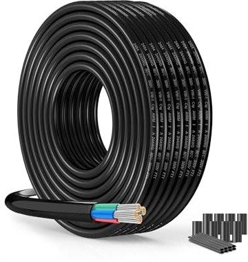 SCHDRA UL2464 24 AWG 4 Core Low Voltage Cable, 4x0.2mm², 49.21 ft | UL2464 low voltage cable with stranded tinned copper and flexible PVC for RGB LED, marine, solar and automotive projects