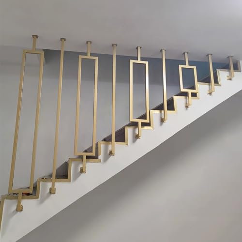 Corrimano per scale da 30-150cm, ringhiera per scale a forma di L in ferro battuto dorato, parapetto di sicurezza per asta di supporto per corridoi interni ed esterni, ringhiera protettiva da soffitto