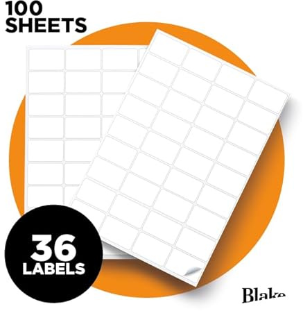 Blake Purely Everyday – självhäftande 36 etiketter per A4-ark – 360 etiketter – 100 ark – laser- och bläckstråleskrivare kompatibel – adress fraktetikett – lager- och företagsmaterial (LAB A41-36PE)