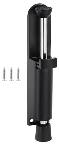 Tope de puerta con pedal negro, tope de puerta de acero inoxidable con punta de goma suave para interiores y exteriores, patio, garaje