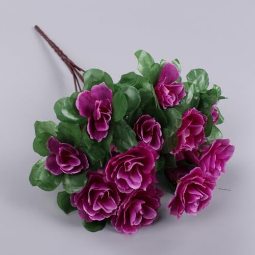Gdfnmogo Lebendige Azaleen-Blumen für Heimdekoration und Veranstaltungen, mit realistischem Seidenstoff und flexiblen Stielen für einfaches Arrangement (lila)