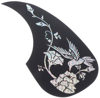 Luxshiny Gitarren Schlagbrett aus Kunststoff für Akustik und Konzertgitarre Glänzend Silbernes Hummingbird Design Leichter Pickguard Kratzschutz Abnehmbarer Gitarren Schutzaufkleber