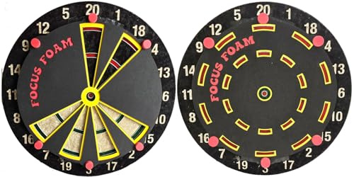 Focus Foam Steel Tip Dartboard Trainer Essentials 2 Pack (Non Magnetic) (Black/Red/Yellow)