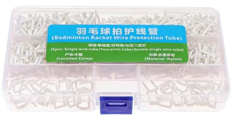 Fiocias 1200 Piezas Racquet Grommets Protectores de Cuerda para Bádminton Kit con Tubos Dobles y Caja Portátil Surtido para Mantenimiento y Almacenamiento de, Blanco