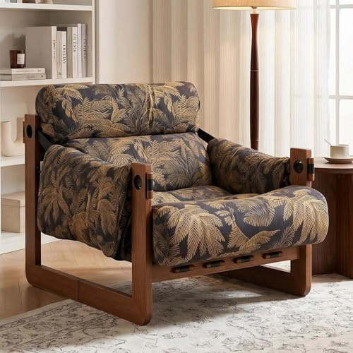 Generisch Gepolsterter Relaxsessel mit Armlehnen, Loungesessel mit Massivholzrahmen, Bequem Relaxsessel Polstersessel für Wohnzimmer, Schlafzimmer, Büro