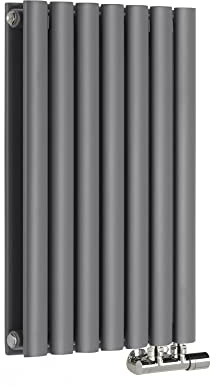 Milano Aruba Anthracite Horizontal Side Connection Double Oval Panel Radiator - 635mm x 413mm