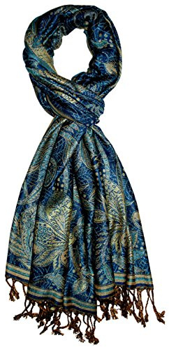 Lorenzo Cana Marken Herren Schal Schaltuch Männerschal Naturfaser opulentes Muster in harmonischen Farben mit Fransen 70 cm x 200 cm - 7843911