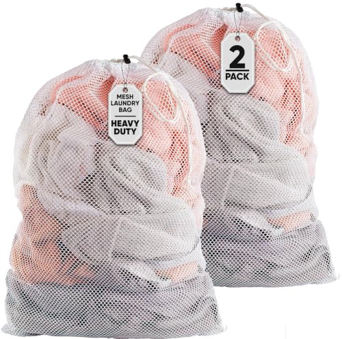 Handy Laundry Mesh XL Laundry Bag 24x36 2-Pack, Heavy Duty, White