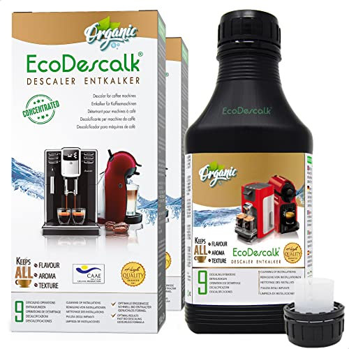 EcoDescalk Biologico Concentrato (2x9 Decalcificazioni). Decalcificante 100% Naturale. Detergente per Macchine da Caffè. Tutte le Marche. Prodotto CE.