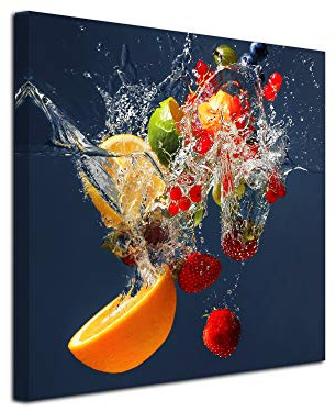 DECLINA Quadratisches Bild mit Früchten – Druck auf Leinwand, Wanddekoration, für Haus, Küche, Wohnzimmer, Schlafzimmer, Erwachsene, mehrfarbig, 80 x 80 cm