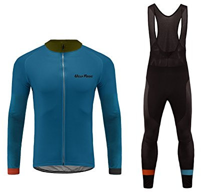 Bike Wear Winter MTB Herren Fahrradbekleidung Set Langarm Atmungsaktiv Radtrikot Fahrrad Trikot (Radjacke Langarm und Fahrradhose mit 3D Sitzpolster)
