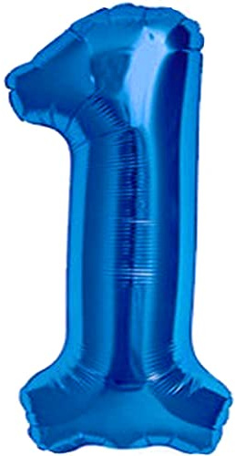 Globo 1er Cumpleaños Número 1 Azul Gigante, Globo XXL 100 cm. Decoración 1er Cumpleaños para Niño. Aire o Helio.