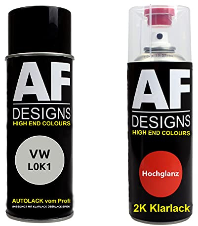 Alex Flittner Designs Spraydose Set für VW L0K1 Oryxweiss Pearl 2K Klarlack | Autolack-Spraydosen-Set für VW Farbcode: L0K1 Oryxweiss Pearl