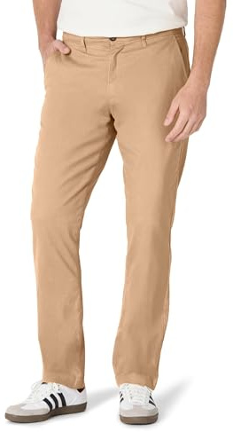 Amazon Essentials Pantalón Chino Elástico Informal Corte Deportivo (Disponible en Tallas Grandes y Largos Especiales) Hombre, Marrón Seta, 44W / 34L
