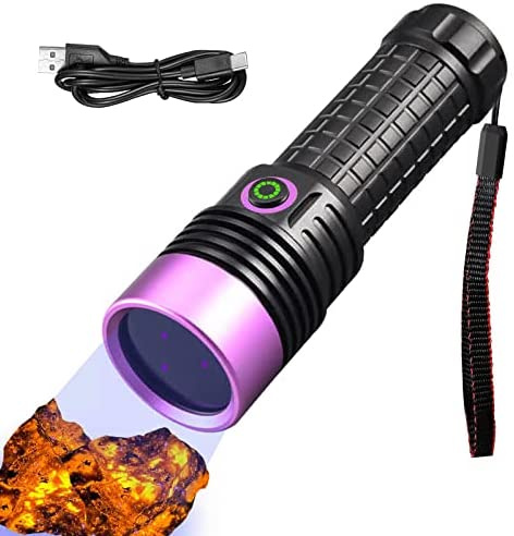 HUHKOUAE Yooperlite Lampe de poche noire rechargeable pour durcissement de résine, recherche de pierres, scorpion et urine d'animaux domestiques (piles incluses)