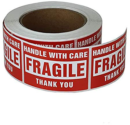 Autocollants fragiles 2 x3 (50 mm x 76 mm) 500 autocollants fragiles d'avertissement, poignée avec soin, fragile, autocollants d'emballage, étiquettes d'autocollants.