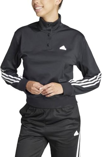 adidas Kvinnor Iconic Wrapping 3-Stripes Snap Track Jacket, black/white, M
