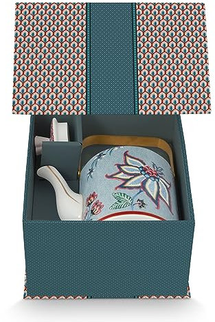 Pip Studio Flower Festival Oriental Geschenkset Teekanne blau 1l