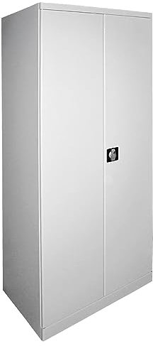 PROREGAL Stahlschrank Owl mit 4 Fachboden | HxBxT 192x78x58cm | Lichtgrau | Büroschrank Aktenschrank Aufbewahrungsschrank