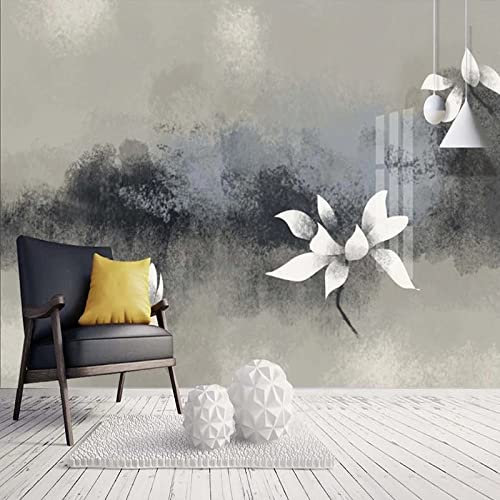 Fototapete 3D Weiße Blume 350 cm B x256 cm H Vlies Tapeten Wandtapete XXL Moderne Wanddeko Wohnzimmer Schlafzimmer Büro Flur