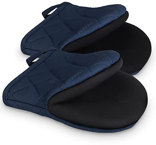 1 Pair Silicone Oven Mitts, Mini Oven Gloves, Heat Resistant Oven Mitts for 500 Degrees, Machine Washable Oven Mitts with Hanging Loop, Non-Slip Short Oven Mitts for Grilling Barbecue