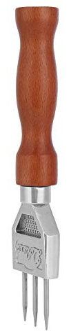 Hochwertiger Eispickel aus Edelstahl mit Holzgriff für Bars und Restaurants (Dreiköpfige kleine Eisgabel)