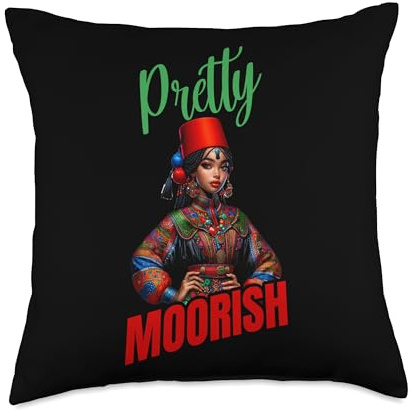 Moor Moorish American Moroccan Red Hat Moslem Moorish Girl Throw Pillow