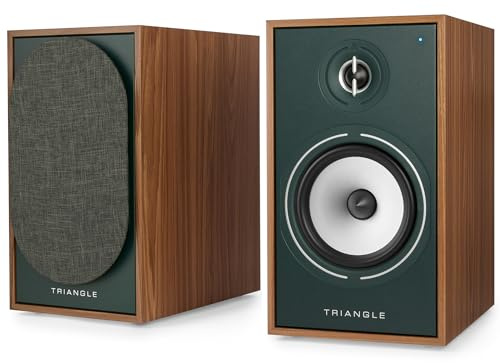 Triangle - BOREA BR03 Connect Active Speakers - Bluetooth Bookshelf Speakers with 2x 60W Amplifier - HD Audio - PHONO/TV Arc & USB Platinum Inputs - 206 x 360 x 314 mm - Green (Pair)